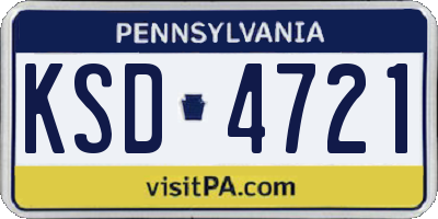 PA license plate KSD4721