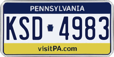 PA license plate KSD4983