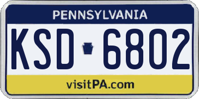 PA license plate KSD6802