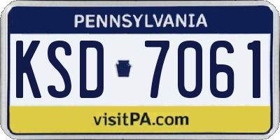 PA license plate KSD7061