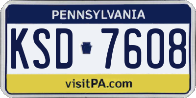 PA license plate KSD7608