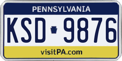 PA license plate KSD9876