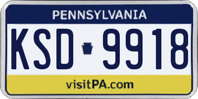 PA license plate KSD9918