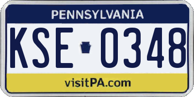 PA license plate KSE0348