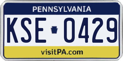 PA license plate KSE0429