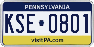 PA license plate KSE0801