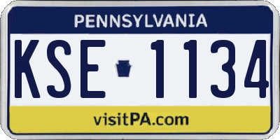 PA license plate KSE1134