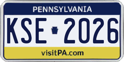 PA license plate KSE2026