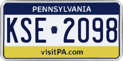 PA license plate KSE2098