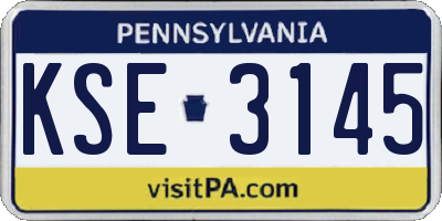 PA license plate KSE3145