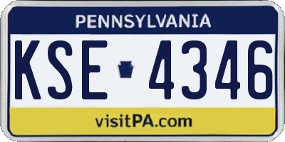PA license plate KSE4346