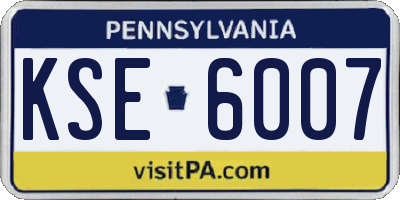 PA license plate KSE6007