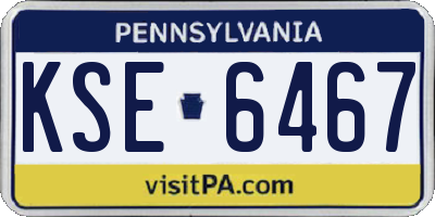 PA license plate KSE6467