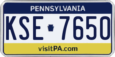 PA license plate KSE7650