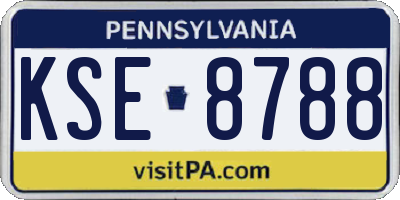 PA license plate KSE8788