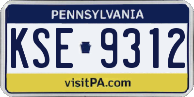 PA license plate KSE9312