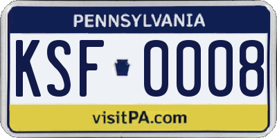 PA license plate KSF0008