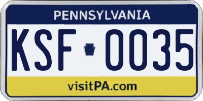 PA license plate KSF0035