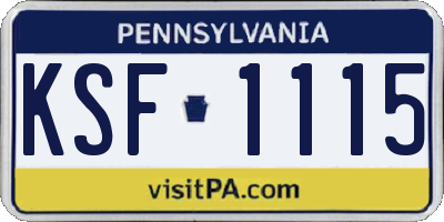 PA license plate KSF1115