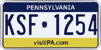 PA license plate KSF1254