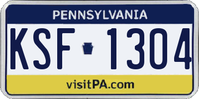 PA license plate KSF1304