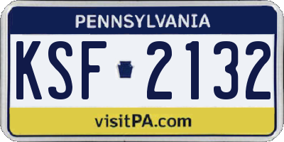 PA license plate KSF2132