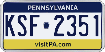 PA license plate KSF2351