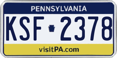 PA license plate KSF2378