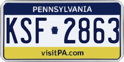 PA license plate KSF2863