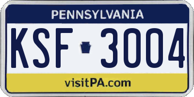 PA license plate KSF3004