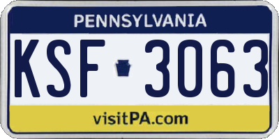 PA license plate KSF3063