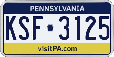 PA license plate KSF3125