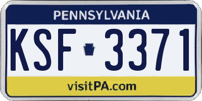 PA license plate KSF3371