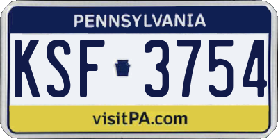 PA license plate KSF3754