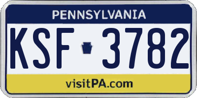 PA license plate KSF3782