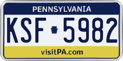 PA license plate KSF5982