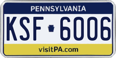 PA license plate KSF6006