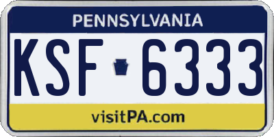PA license plate KSF6333