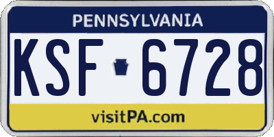 PA license plate KSF6728