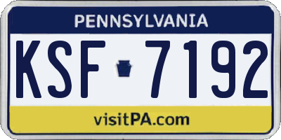 PA license plate KSF7192