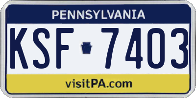 PA license plate KSF7403