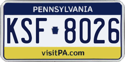 PA license plate KSF8026