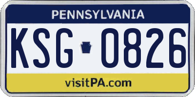 PA license plate KSG0826