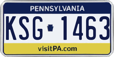 PA license plate KSG1463