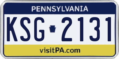 PA license plate KSG2131
