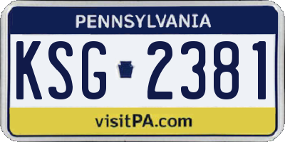 PA license plate KSG2381