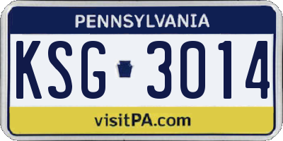 PA license plate KSG3014