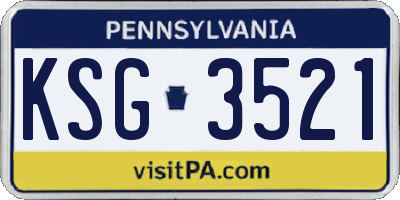 PA license plate KSG3521