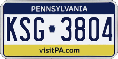 PA license plate KSG3804