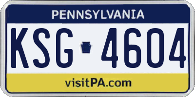 PA license plate KSG4604
